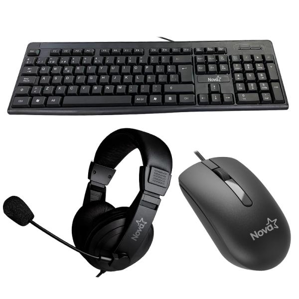 Teclado Mouse Y Headset Nova Usb Kb5982U0002C Negro