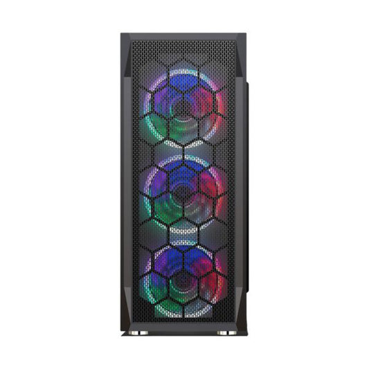 CASE GAMING RGB EAGLE WARRIOR CG08Z3RA002C MID TOWER VENTILADORES 3 DE 120MM CON VIDRIO LATERAL Y MALLA FRONTAL NEGRO