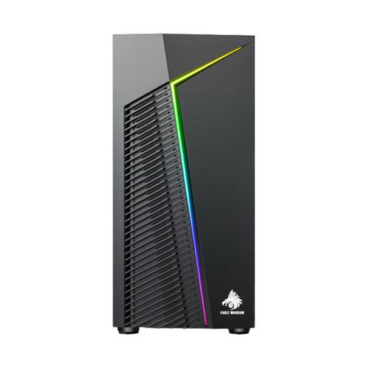 CASE GAMING RGB EAGLE WARRIOR CG03RWRA001C H410 SIN VENTILACIÓN INCLUIDA CON VIDRIO LATERAL Y TIRA RGB NEGRO