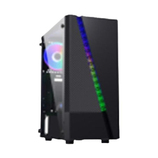 CASE GAMING RGB EAGLE WARRIOR CG17AARA001C MID TOWER SIN VENTILACIÓN INCLUIDA CON VIDRIO FRONTAL Y TIRA RGB NEGRO KME