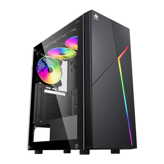 CASE GAMING RGB EAGLE WARRIOR CG15AARA001C MID TOWER SIN VENTILACIÓN INCLUIDA CON VIDRIO LATERAL NEGRO EAGLE WARRIOR