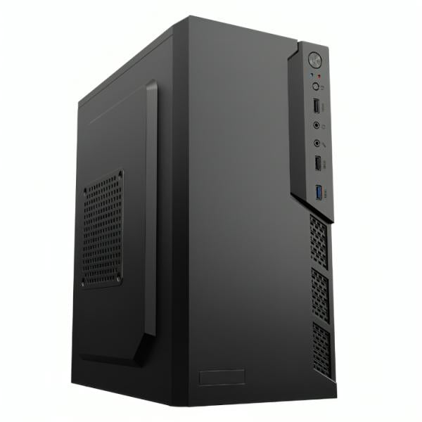 CASE CM23KTRA001C MINI TOWER SIN VENTILACIÓN INCLUIDA CON PANEL LATERAL Y CON FUENTE DE PODER 600W NEGRO KME