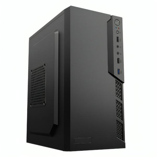 CASE CM23KTRA001C MINI TOWER SIN VENTILACIÓN INCLUIDA CON PANEL LATERAL Y CON FUENTE DE PODER 600W NEGRO KME