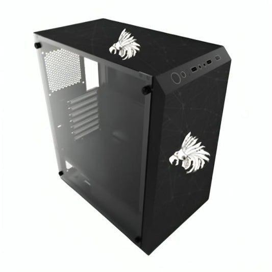 CASE GAMING RGB EAGLE WARRIOR CG01W8RA001C MID TOWER SIN VENTILACIÓN INCLUIDA CON VIDRIO LATERAL NEGRO