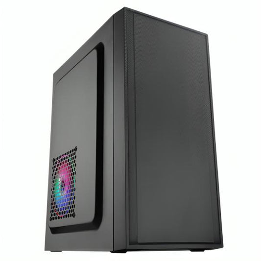 CASE CM03Q1RA001C MINI TOWER SIN VENTILACIÓN INCLUIDA CON PANEL LATERAL Y CON FUENTE DE PODER 600W NEGRO