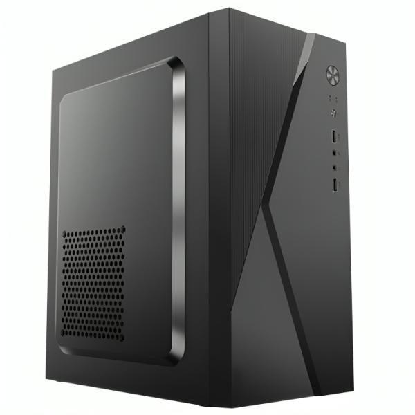 CASE CM04Q1RA001C MINI TOWER SIN VENTILACIÓN INCLUIDA CON PANEL LATERAL Y CON FUENTE DE PODER 600W NEGRO