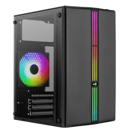CASE RGB AEROCOOL EVO MINI-G-BK-V1 MINI TOWER VENTILADOR 1 DE 120MM CON VIDRIO LATERAL ACCS-PV42013.11 NEGRO AEROCOOL