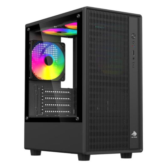 CASE EAGLE WARRIOR CG02ANRA002C MINI TOWER VENTILADORES 3 DE 120MM PANEL DE VIDRIO LATERAL NEGRO