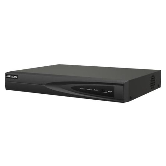 GRABADORA NVR HIKVISION DS-7604NI-Q1/4P 4 CANALES 4K 8TB H.265+ CON POE NEGRO