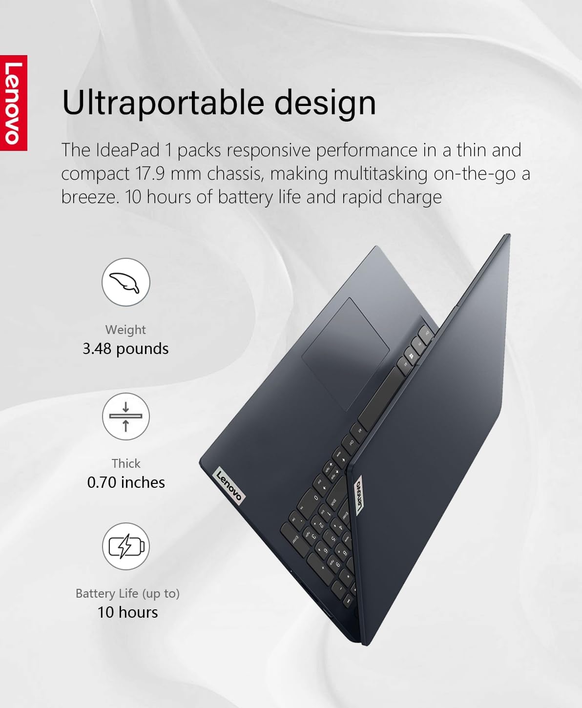 Laptop Lenovo IdeaPad 1 15.6" Ryzen 5 7520U 8GB RAM 256GB SSD Windows 11 Azul