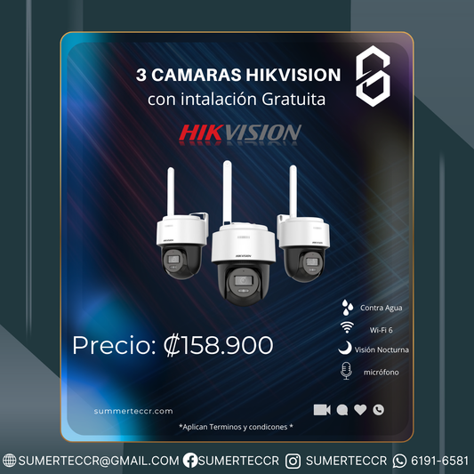 Promoción de 3 Cámaras de red WIFI PT híbrida inteligente para exteriores de 2 MP