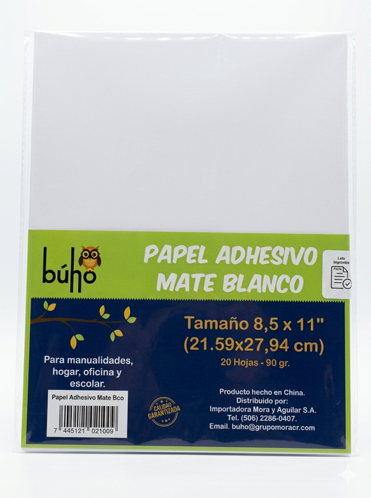 Papel adhesivo Mate Blanco 8,5x11