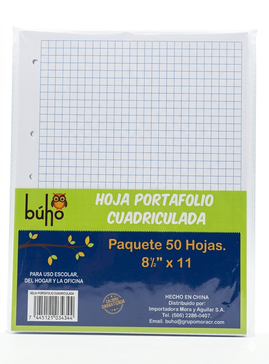Hoja portafolio cuadriculada 8½x11