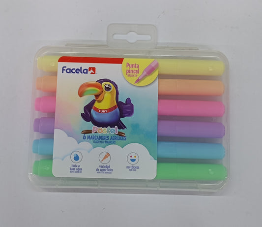 Marcadores acrílicos color pastel Facela 6 unidades