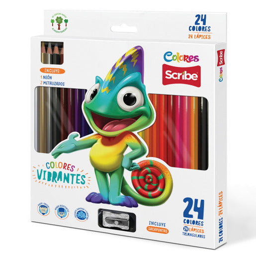 Lápices de color  triangulares Scribe 24 unidades