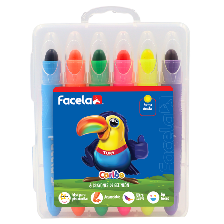Crayones de gel neón 6 unidades Facela