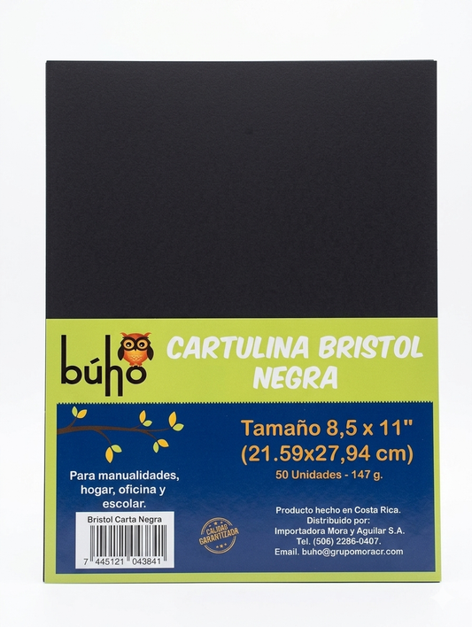 Cartulina Bristol Negra 8,5x11"