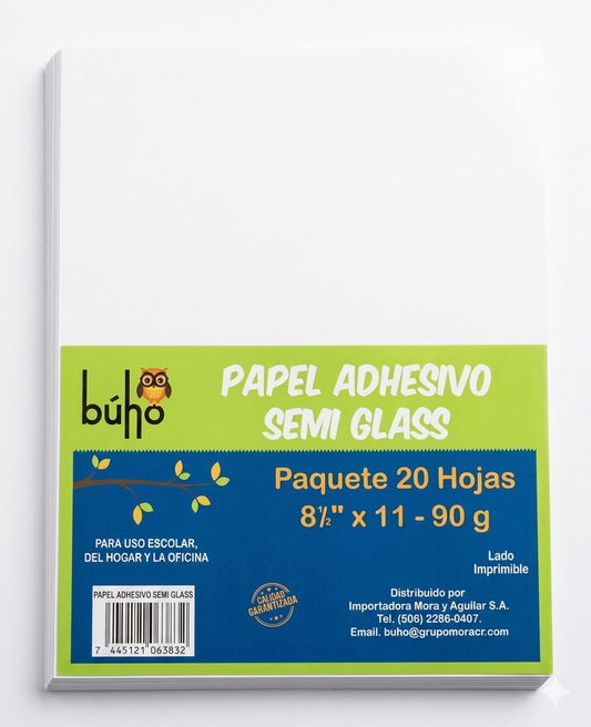 Papel adhesivo semi glass 8½x11