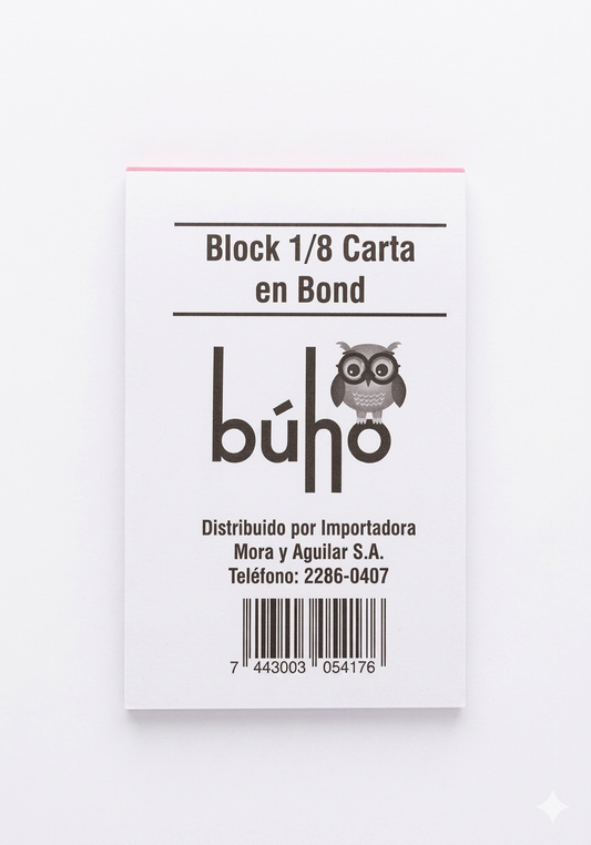 Bloc 1/8 Carta en Bond Búho