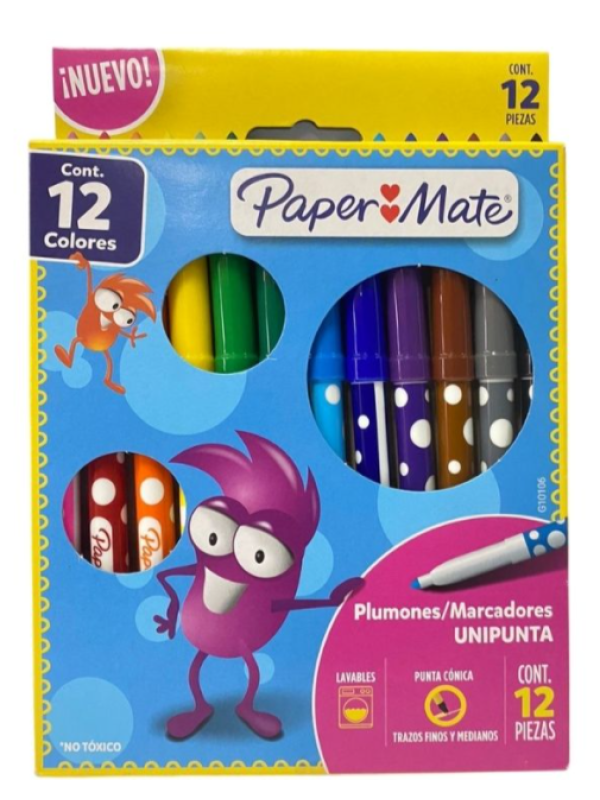 Plumones unipunta 12 unidades Paper Mate