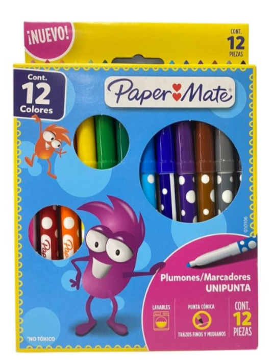 Plumones unipunta 12 unidades Paper Mate